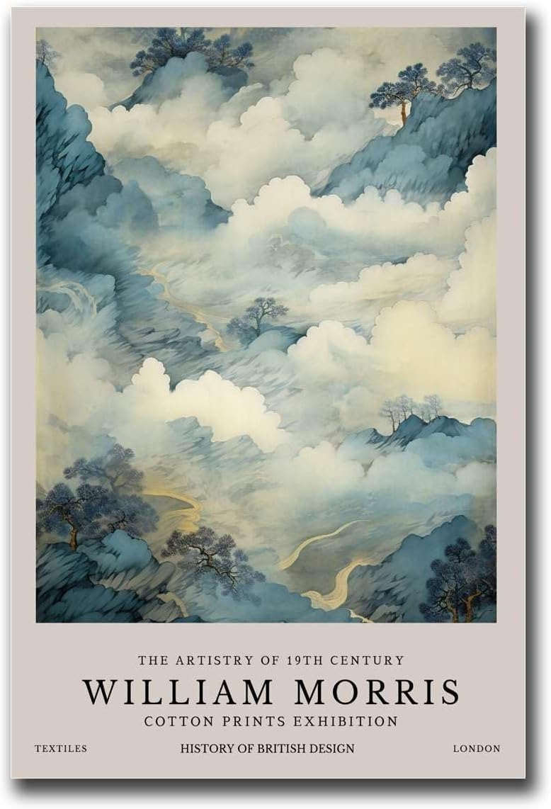 ZZYGGN GMGSW William Morris Prints《Mountain》Poster Exhibition Wall Art William Morris Canvas Painting Flower Picture for Home Wall Decor 16x20in Frameless