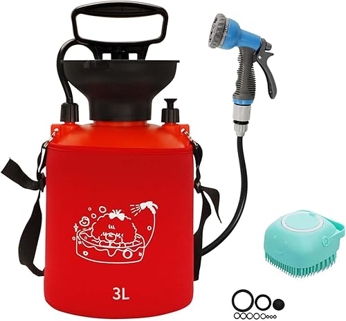 Miniatura 1 de GARTOL Ducha portátil de 0.8 galones con cabezal de ducha de mano, cepillo de masaje de baño de silicona y bolsa de aislamiento térmico, ducha de