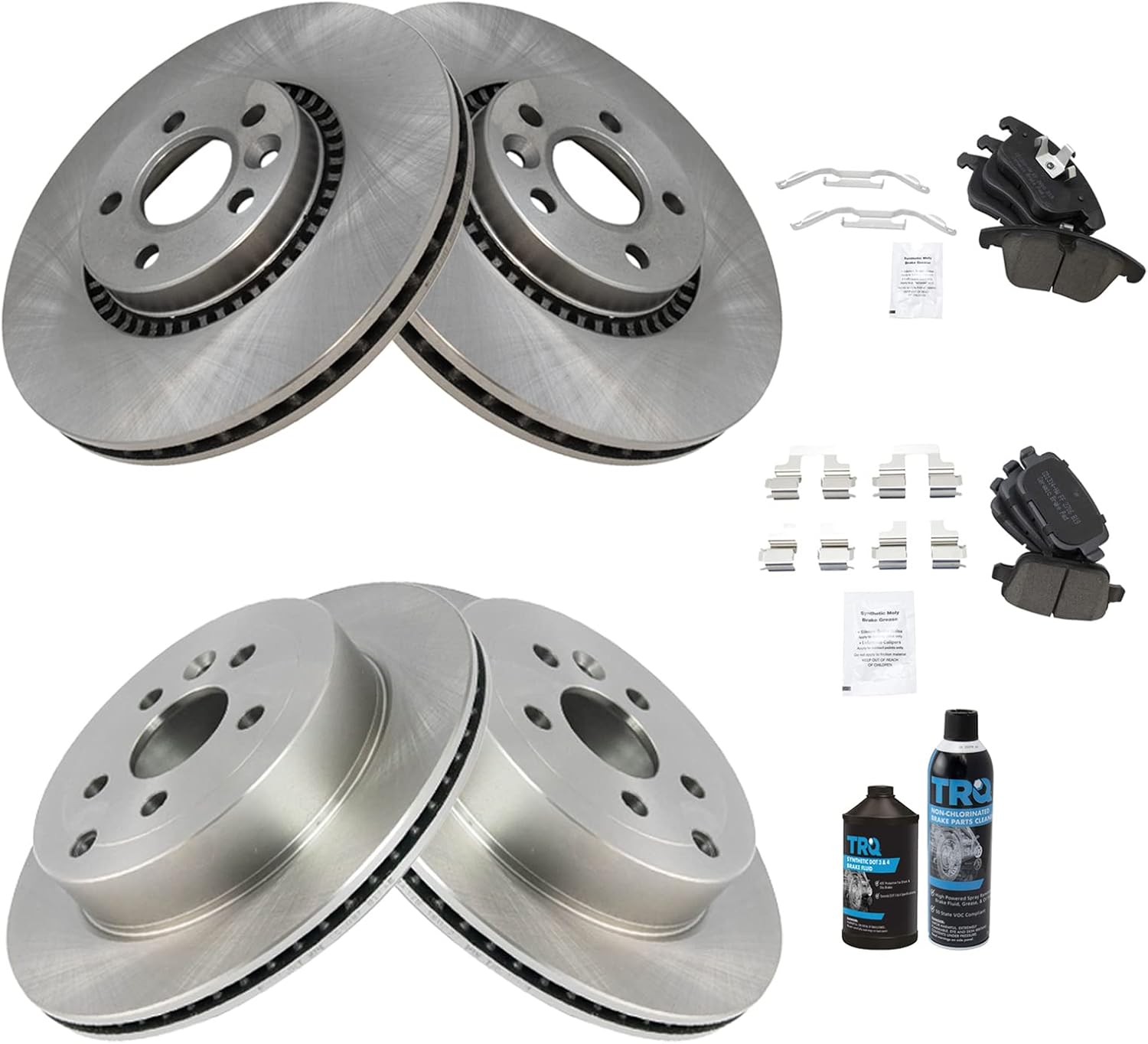 TRQ Front and Rear Brake Pad & Rotor Kit for LR2 (2008-2012)
