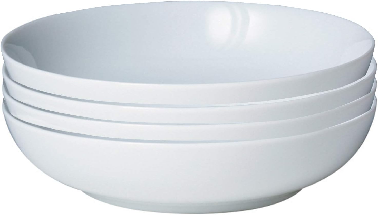 Denby White Porcelain Pasta Bowls Set of 4 Dishwasher Microwave Safe Crockery 1.18L Glazed
