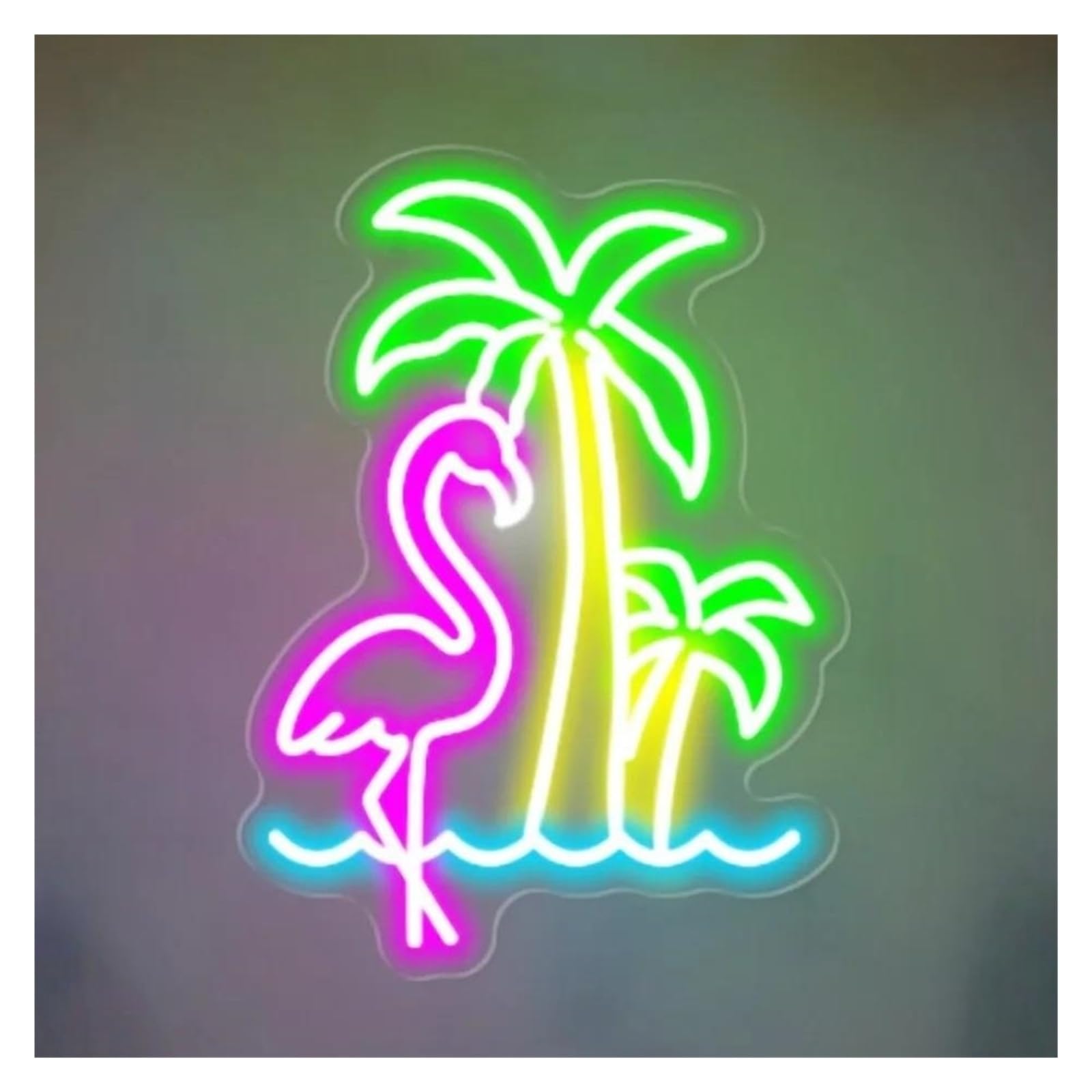 RONGCH Hanging Art Neon Signs Palm Tree Neon Sign Bird Tree Light Dimmable for Oasis Pool Bar Home Bedroom Restaurant Art Wall Decor 45cm
