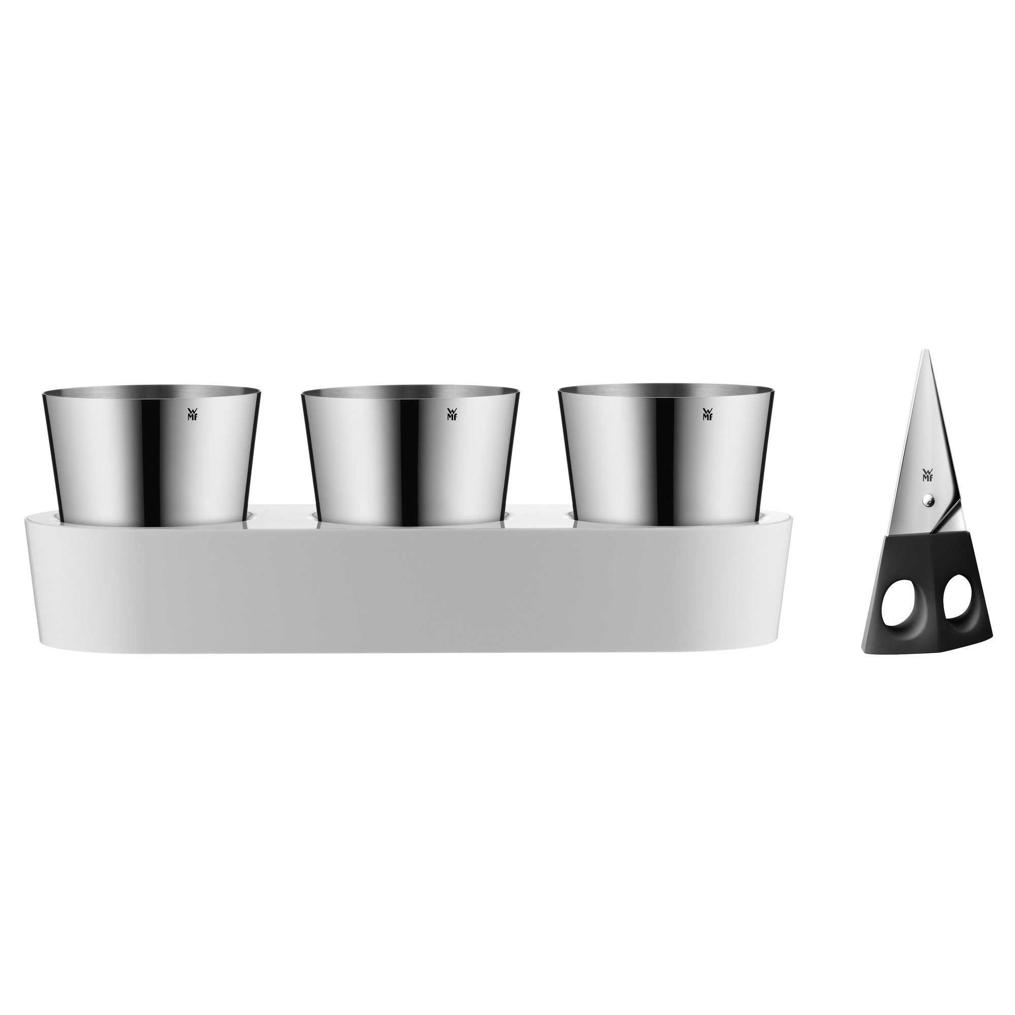 WMF Gourmet Kräutergarten-Set 4-teilig mit Kräuterschere, Kräutertopf mit Bewässerungssystem, Edelstahl Cromargan, Kunststoff, für frische Kräuter wie Basilikum, Petersillie, 36x 12,5X 12,5 cm, weiß