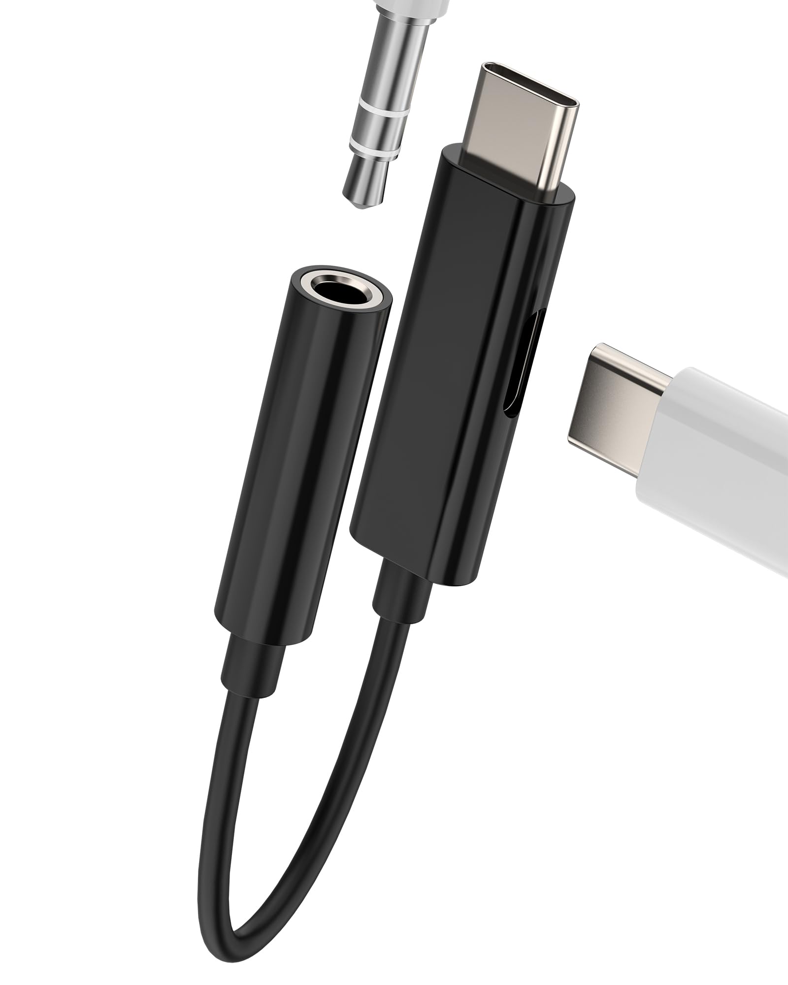 USB C to AUX DAC Audio Jack Adapter(2in1)for Apple 3.5mm Headphone for iPhone 16 15 Pro Max for iPad Type C Charger Cable Splitter Compatible for