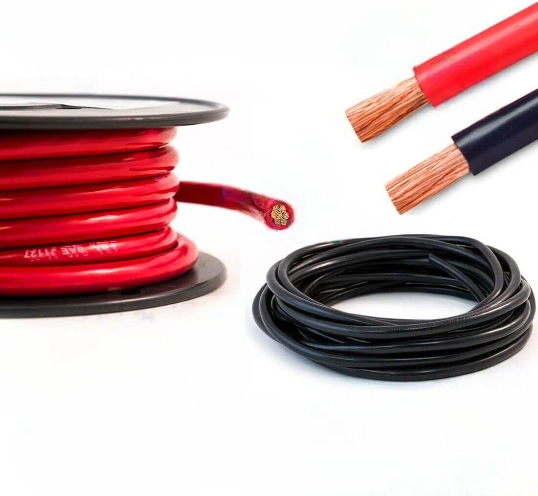 Hi-Flex Battery Cable 16mm² - 95mm² Black & Red PVC Heavy Duty Flexible Copper Welding Wire Starter Inverter Cable (50mm, 345 Amps, Black, 1 Metre)