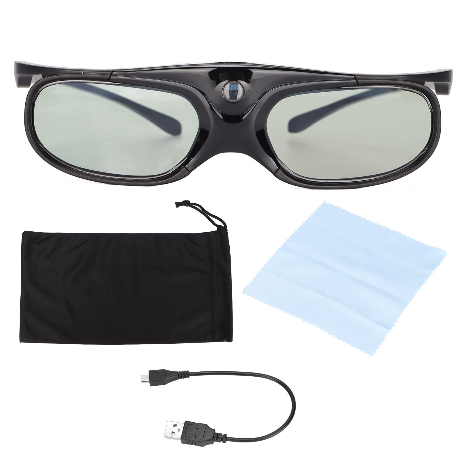 T opiky DLP okulary 3D, 1080p, 144 Hz, możliwość ponownego ładowania, DLP-Link 3D, z szerokim kątem widzenia 178°, okulary 3D z migawką 3D (czarne)