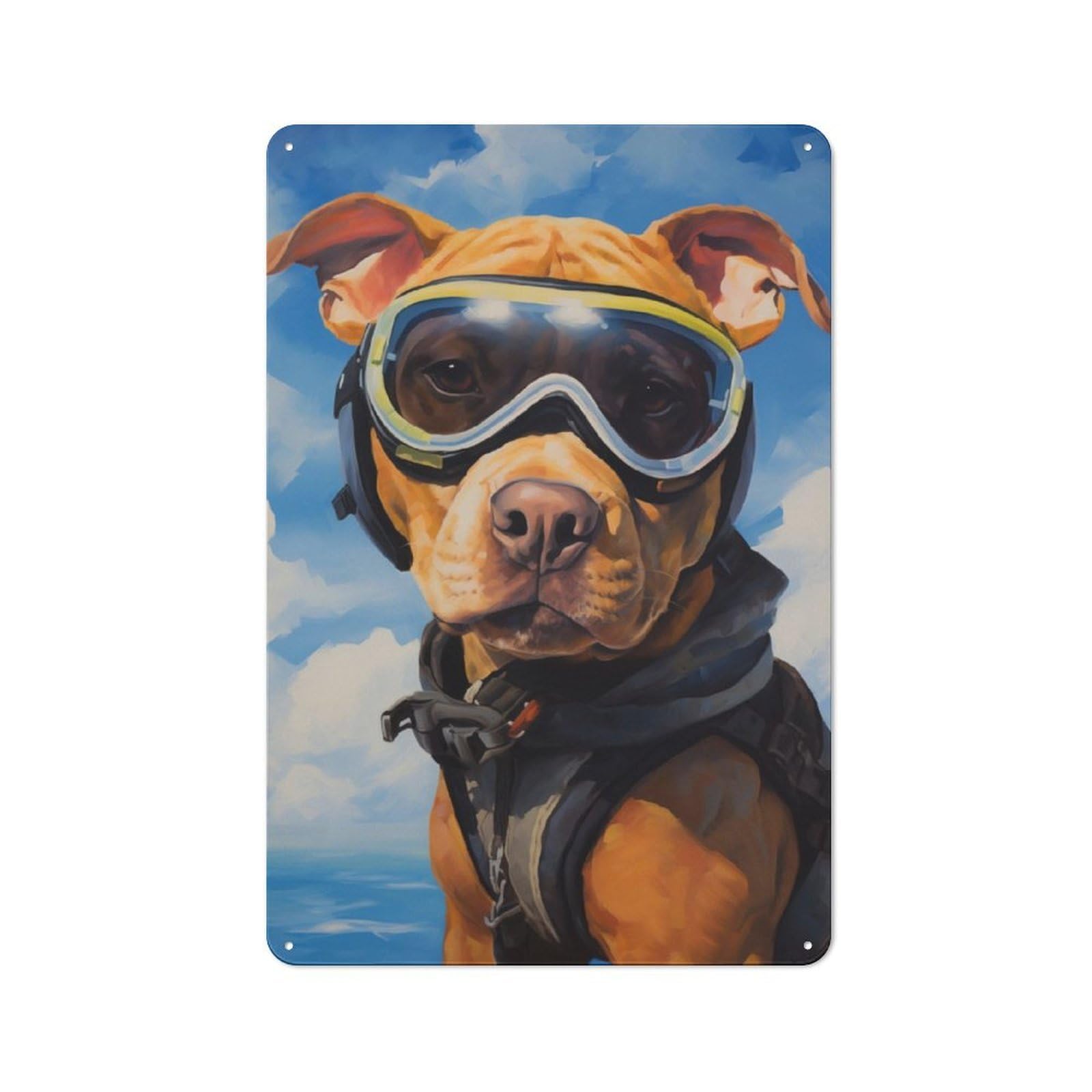 Junmoney Pitbull Skydiver Metal Wall Sign 30X20cm Featuring For Living Room Wall, For Decorating Living Rooms And Feature Walls