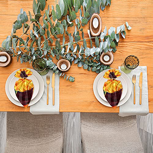 Sunflowers Cloth Napkins Set Of 4, Summer Flower Absorbent Cocktail Napkins Decorations Napkins Soft Beverage Napkins Disposable Dinner Napkins For Wedding Birthday Party Dinners, 20" X 20" Inch #TOP4