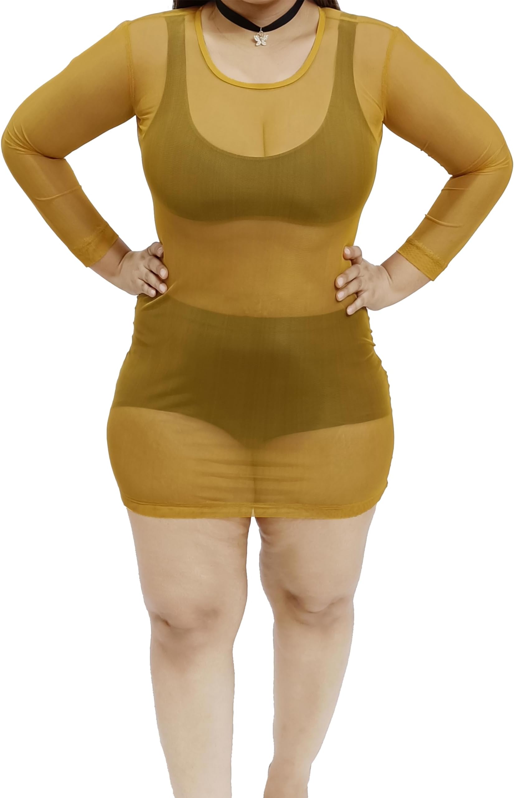 eroPLAY Tempting, Strechy and Soft Mesh See Through Midi Fitted Bodycon for Women and Girls