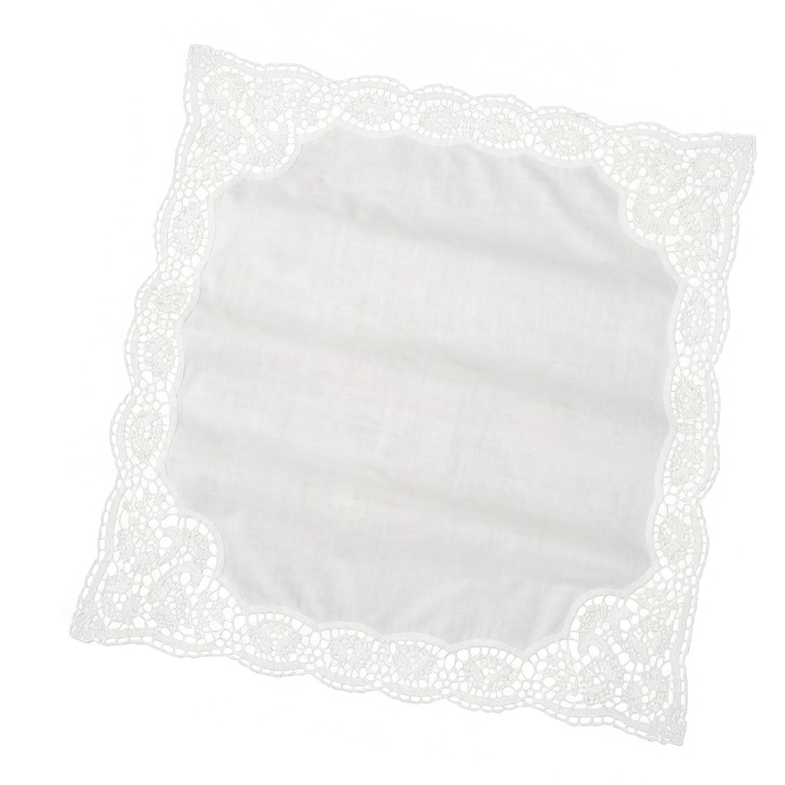 Shntig Hankie with Lace Border Embroidery, 30cm Square Handkerchief for Pocket Carry, Travel, Business Looks and Daily Wiping Hanky Hankie Ladies Handkerchief Men Pocket Cloth Cloth