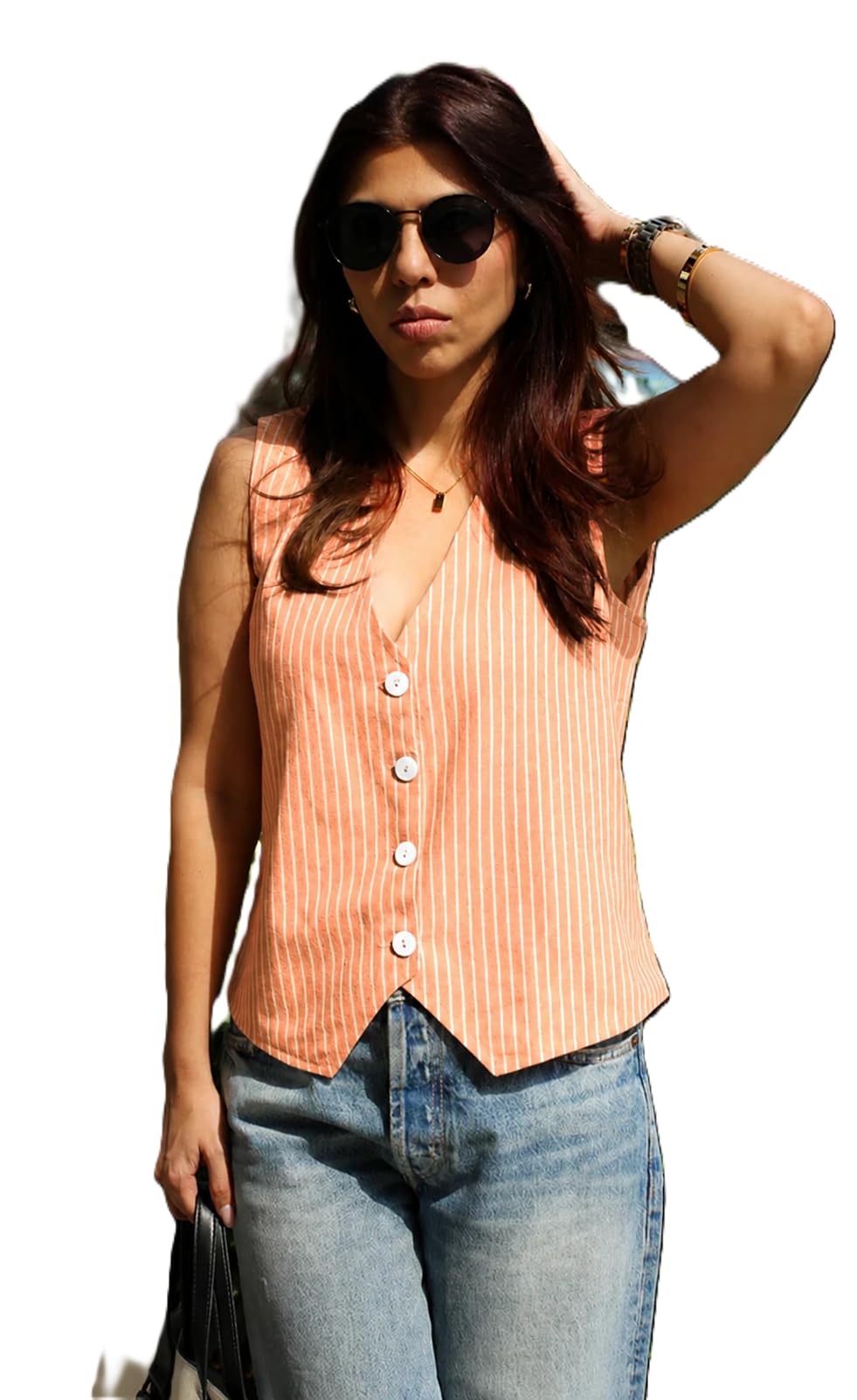 Stylish Women's Sleeveless V-Neck Waistcoat-picture-38