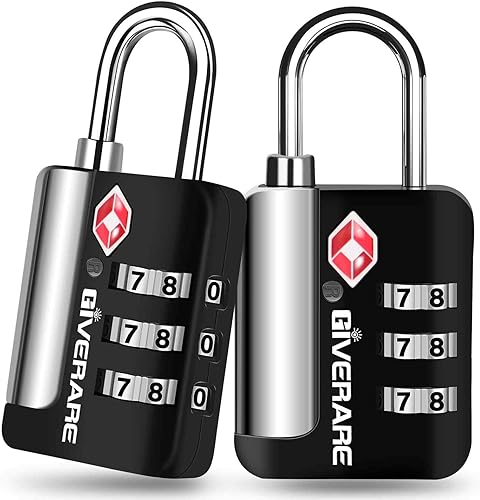 Paquete de 2 cerraduras de equipaje de viaje aprobadas por la TSA, cerradura de combinación de metal para maleta, candados de aleación sin llave con