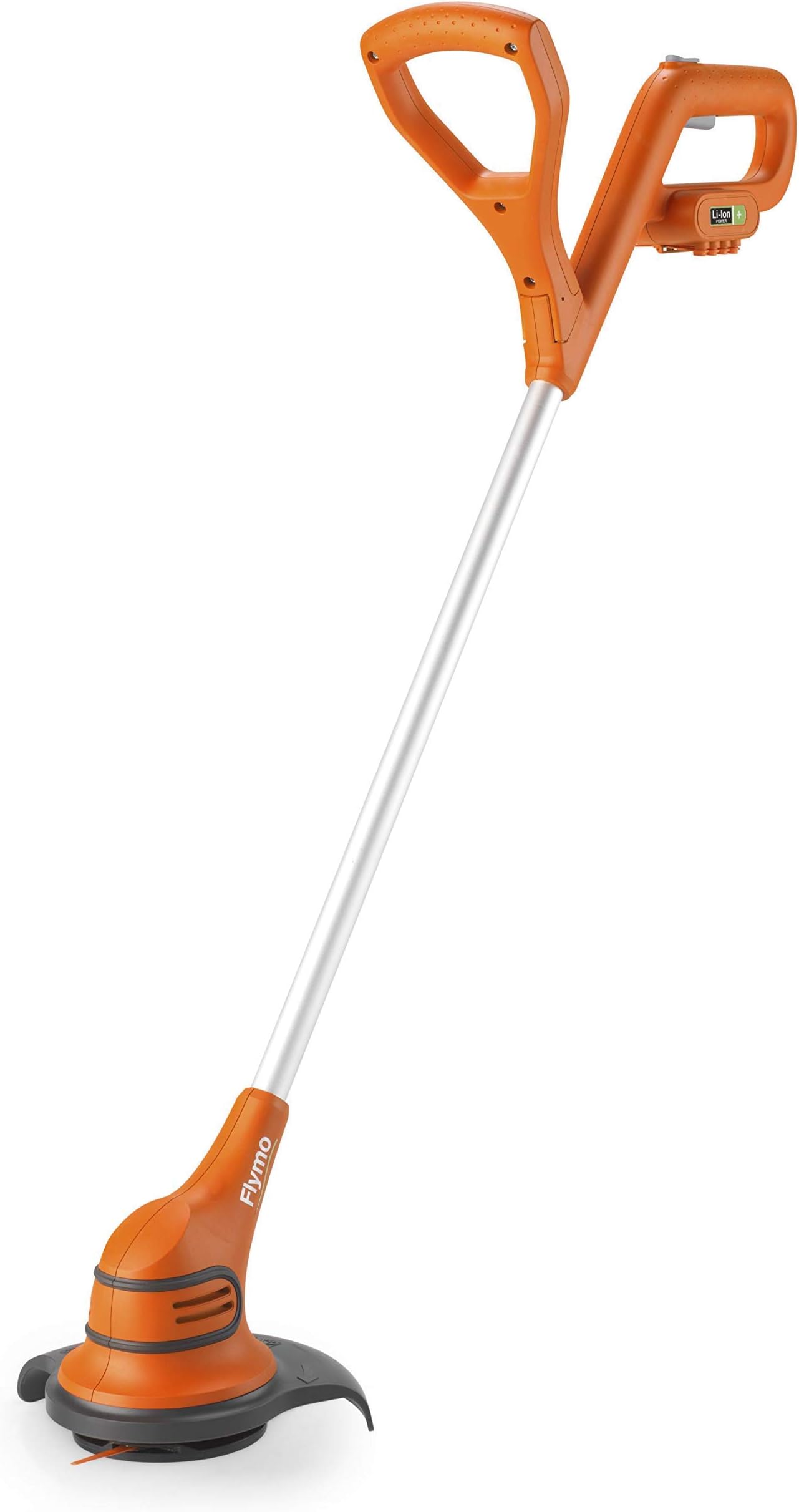 Flymo SimpliTrim Li Cordless Battery Grass Trimmer - Ultra Lightweight 14.4 V Li-Ion Battery Integrated Including Charger), 23 cm Cutting Width, Durable Long Life Blades, Orange and Grey