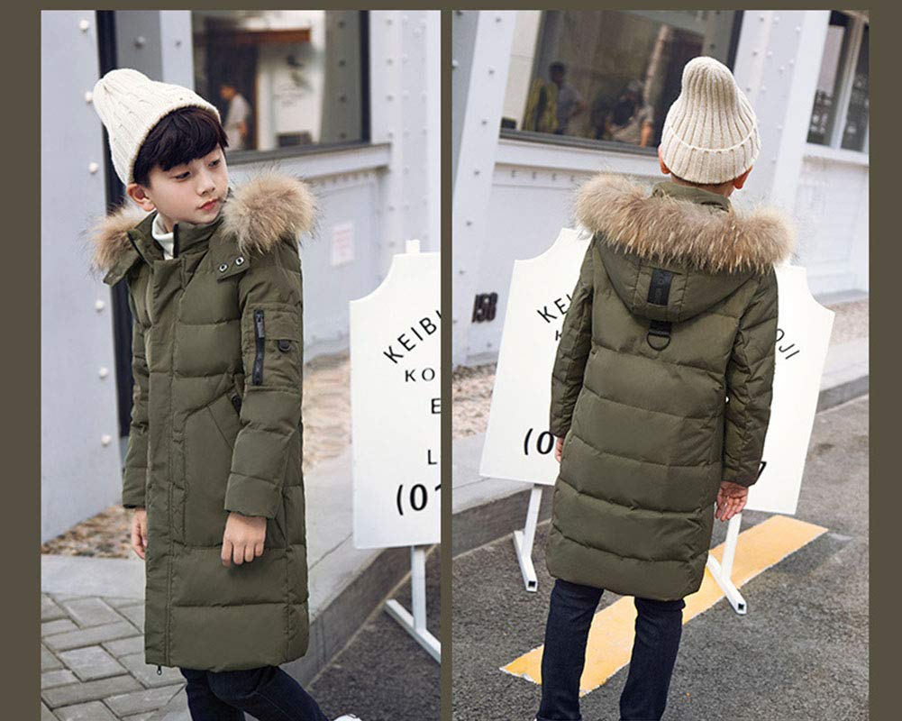Niños Color sólido Chaqueta larga de plumón Abrigo acolchado cálido Chaqueta invierno Parka Casual Chaqueta de nieve con capucha de piel sintética