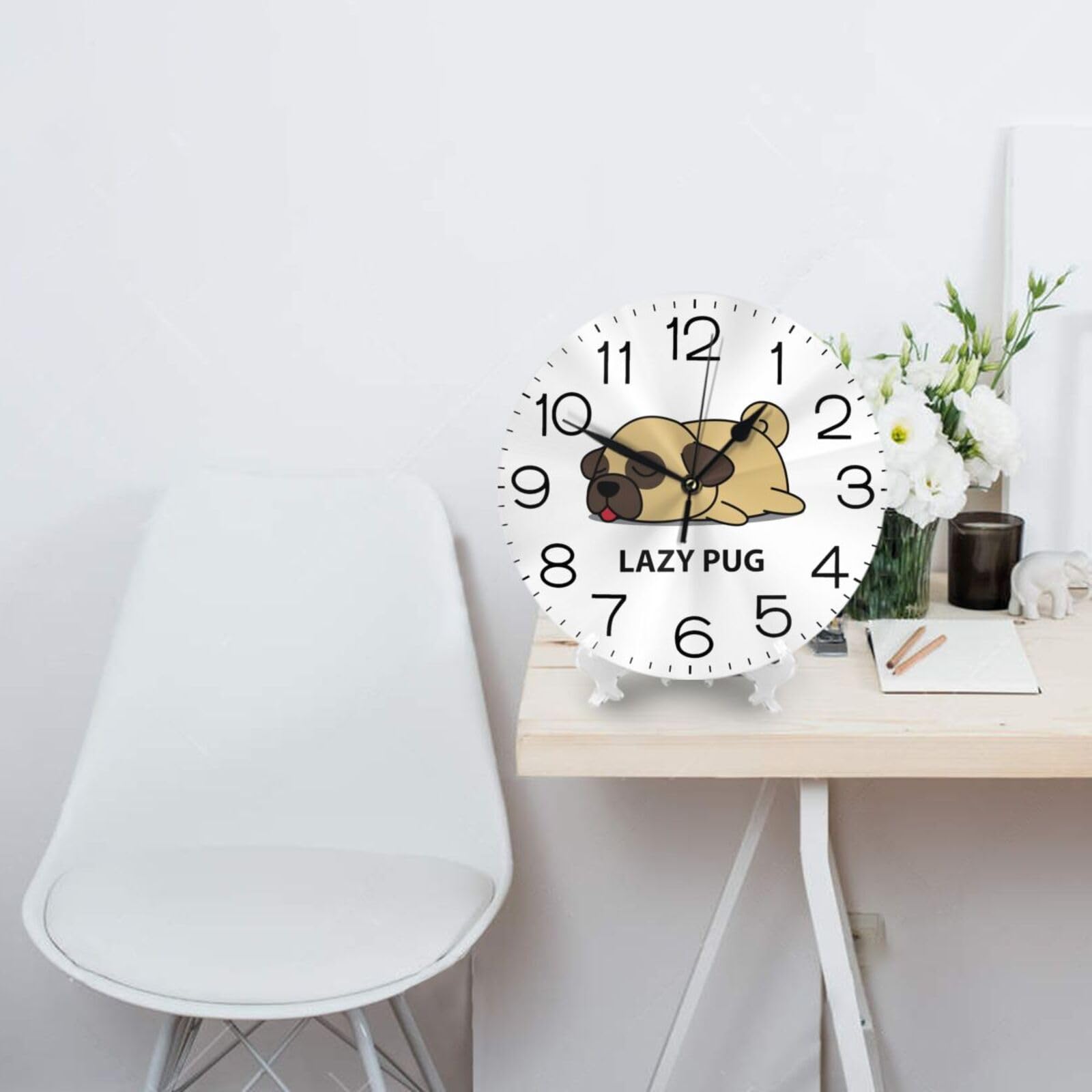 Amazon.co.jp: かわいい パグ 犬 掛け時計 見やすい 連続秒針 おしゃれ