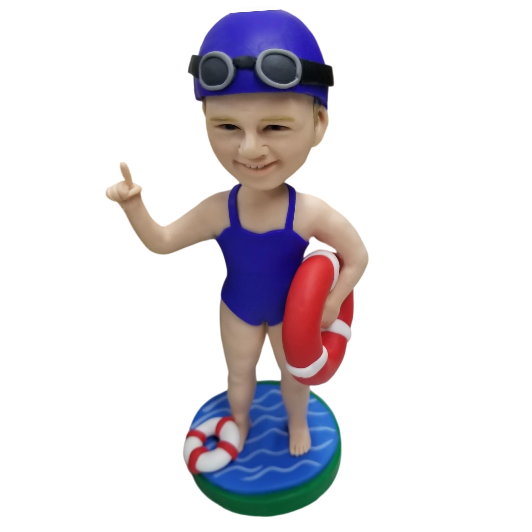 Figura 3D personalizada de Bobblehead, figura de mujer nadadora, temática de natación, decoración de escritorio, regalos para entusiastas de la natación y nadadores