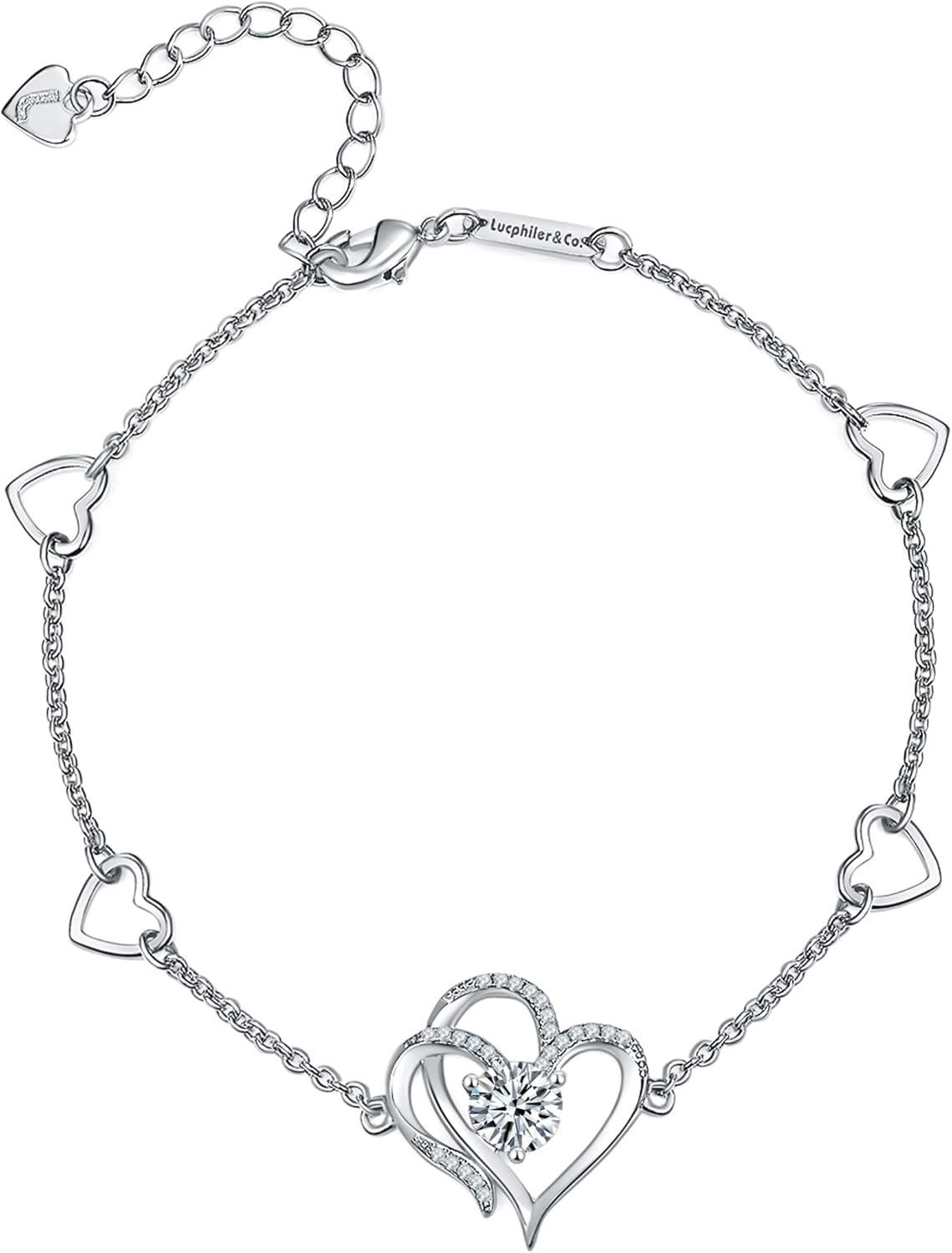 Lucphiler & Co. Christmas Day Infinity, Interlocking Circle, Heart, Flower, 4 Leaf Clover Charm Anklet Gift, Adjustable Large Bracelet for Women, Birthday Anniversary Xmas Present for Mom Sister
