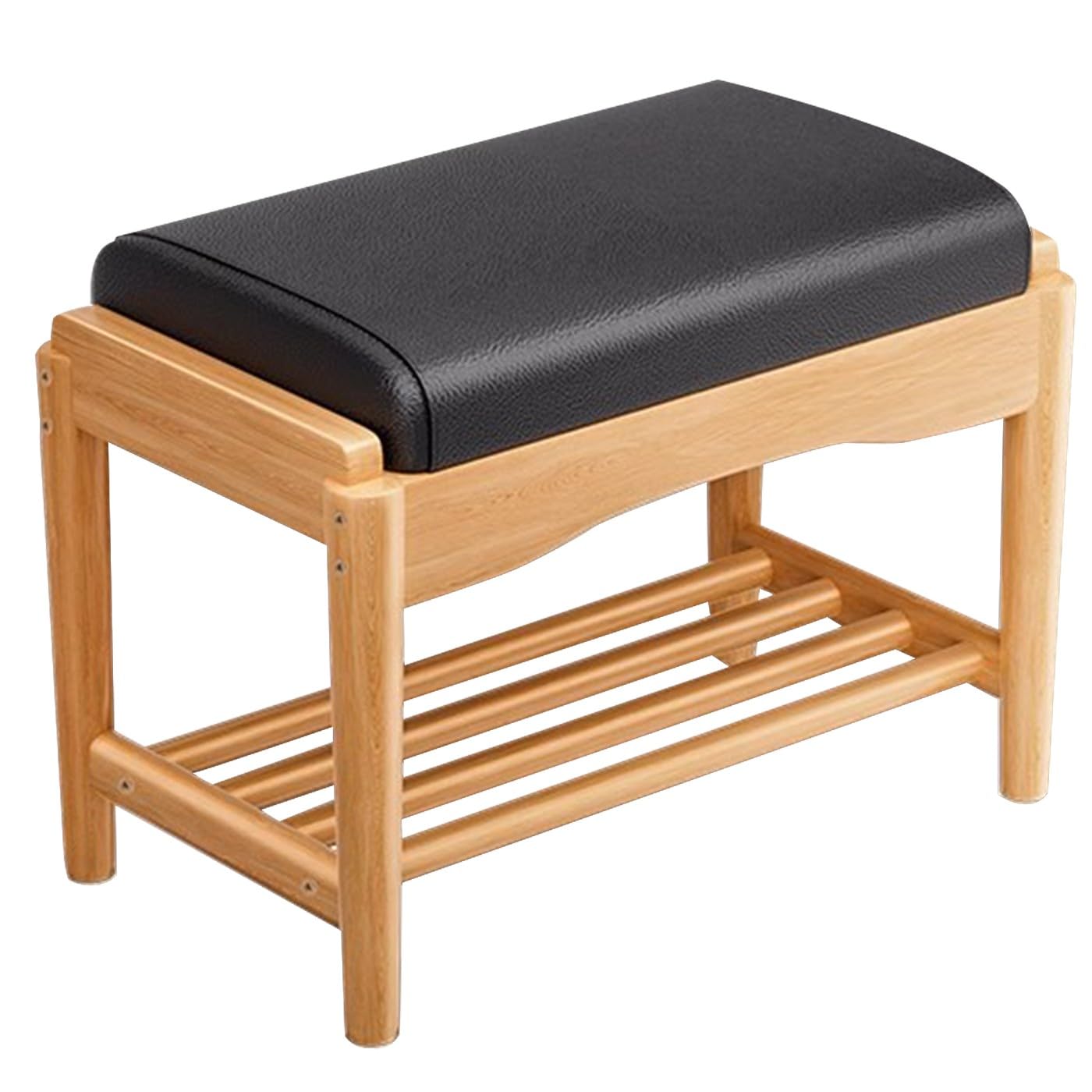 glmjyydslwx Shoe Bench with leather cushionand Shelves, Solid Wood Shoe Rack Load Capacity 100 kg, Simple Assembly, Modern Shoe Bench for Bedroom Hallway : 45x30x40CM