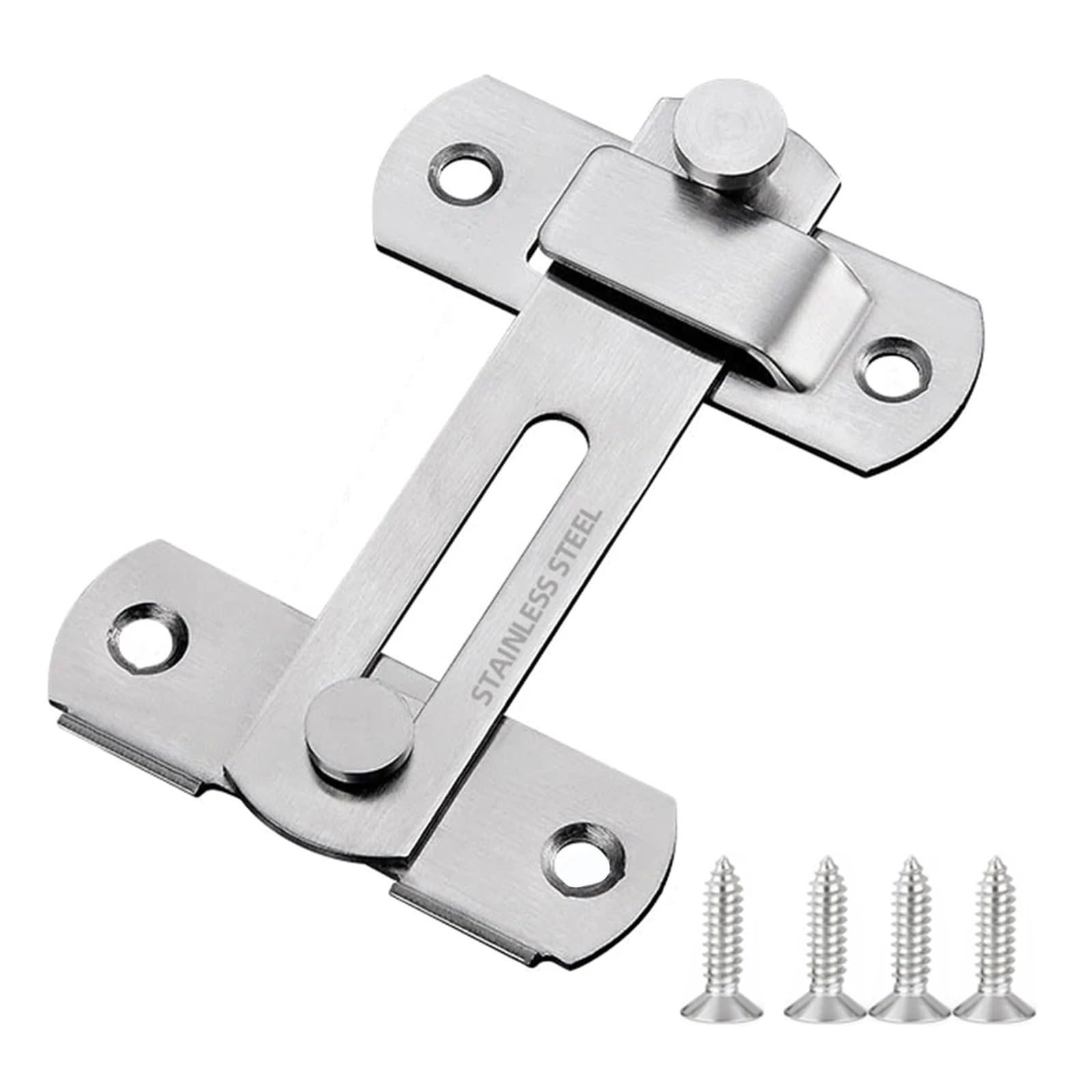 Hgbflty Silver L Garden Gate Lock Barn Door Lock 180 Degree Sliding Gate-Latch Heavy Duty Stainless Steel For Cabinet Cupboard(Silver L)