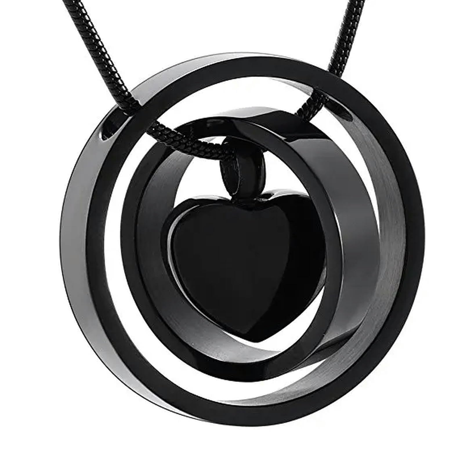 Joyas de cremación de corazón collar conmemorativo negro para llevar siempre el recuerdo en el pecho