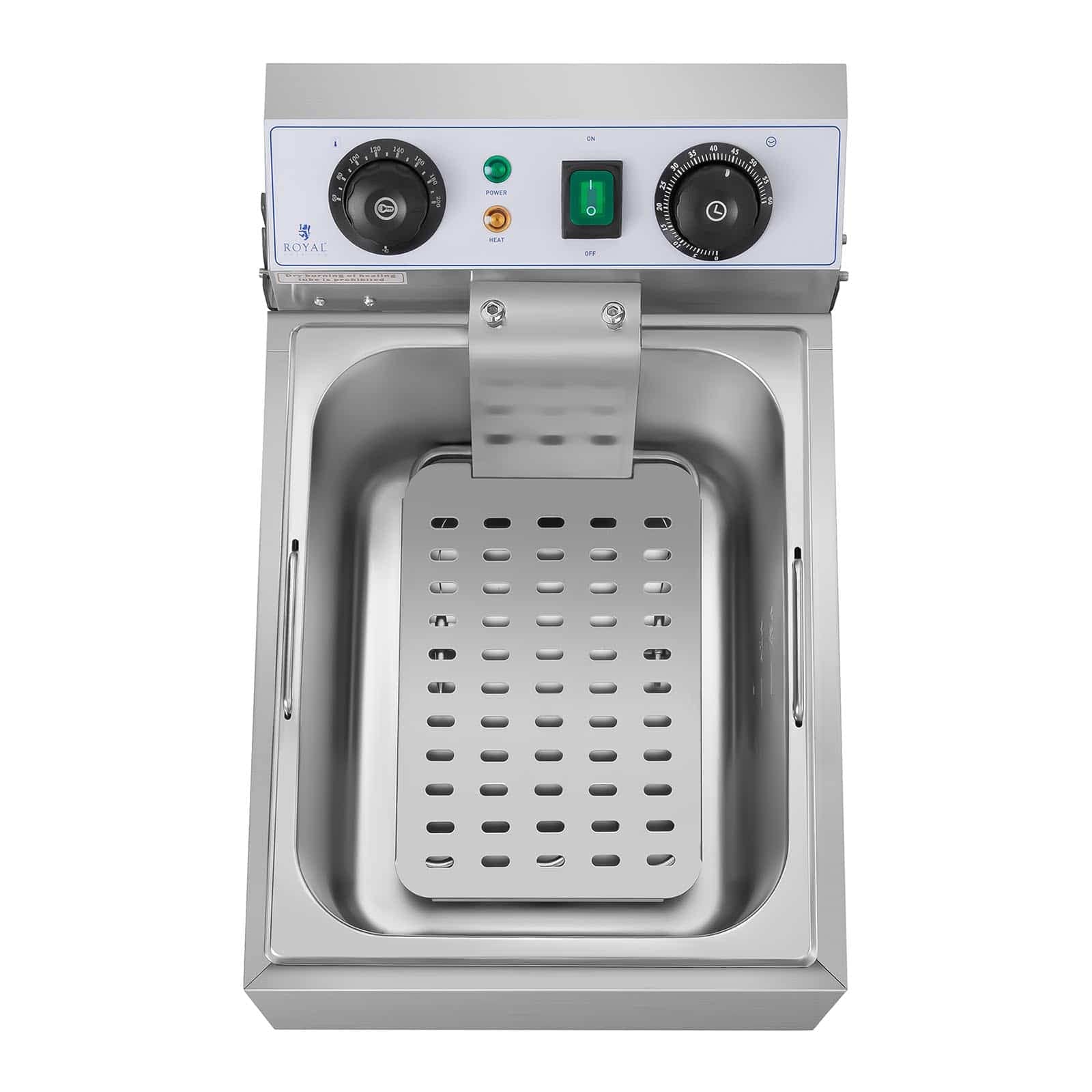 Royal Catering Freidora Eléctrica Para Hostelería 10 Litros 230 V RCTF 10EB (3.200 Watt, Temporizador 60 Min, Temperatura: 50-200 °C)