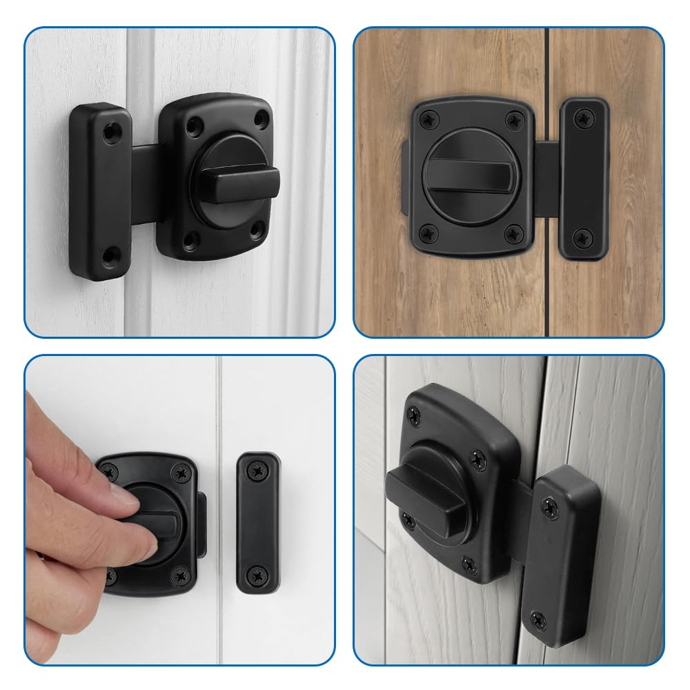 Serratura Scorrevole Per Porte - 2 Pezzi, In Lega Di Zinco Nero, Chiavistello Con Viti, Per Interni - Foto 13