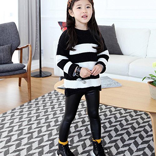 Black Leggings for Kids Toddler Girls Shiny Metallic Dance Leggings Faux Leather Pants Shiny Stretch Footless Tights4