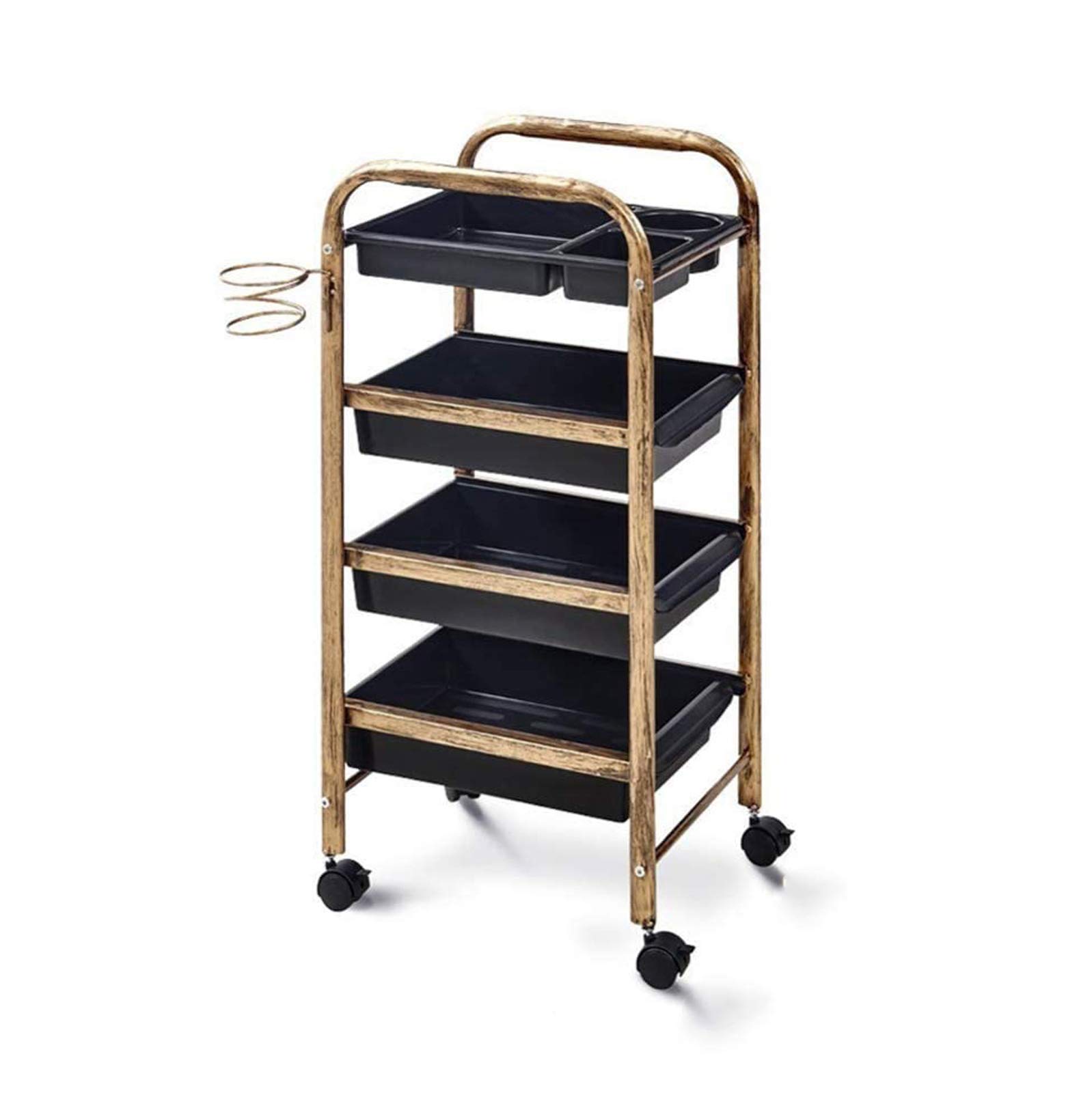 asdchZen 4 Tier Salon Trolley Cart With Wheels For Hairdressing Maintenance Multifunctional Hairdresser Tool Cart,A
