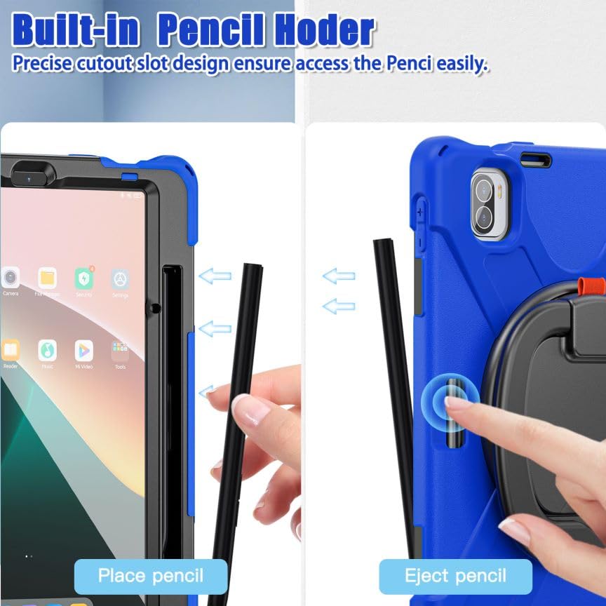 Etui na Xiaomi Pad 5 2021 / Xiaomi Pad 5 Pro 5G 11" 2021, trwałe, ciężkie, wytrzymałe, odporne na wstrząsy silikonowe etui z obrotowym o 360°, podpórką, uchwytem na rysik i paskiem na ramię,