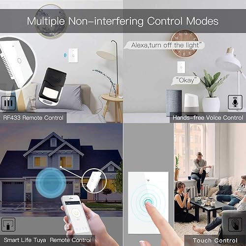 Miniatura 5 de MoesGo Interruptor inteligente WiFi RF433 de 2 generación de pared táctil inteligente, no necesita cable neutro, compatible con Smart LifeTuya App,