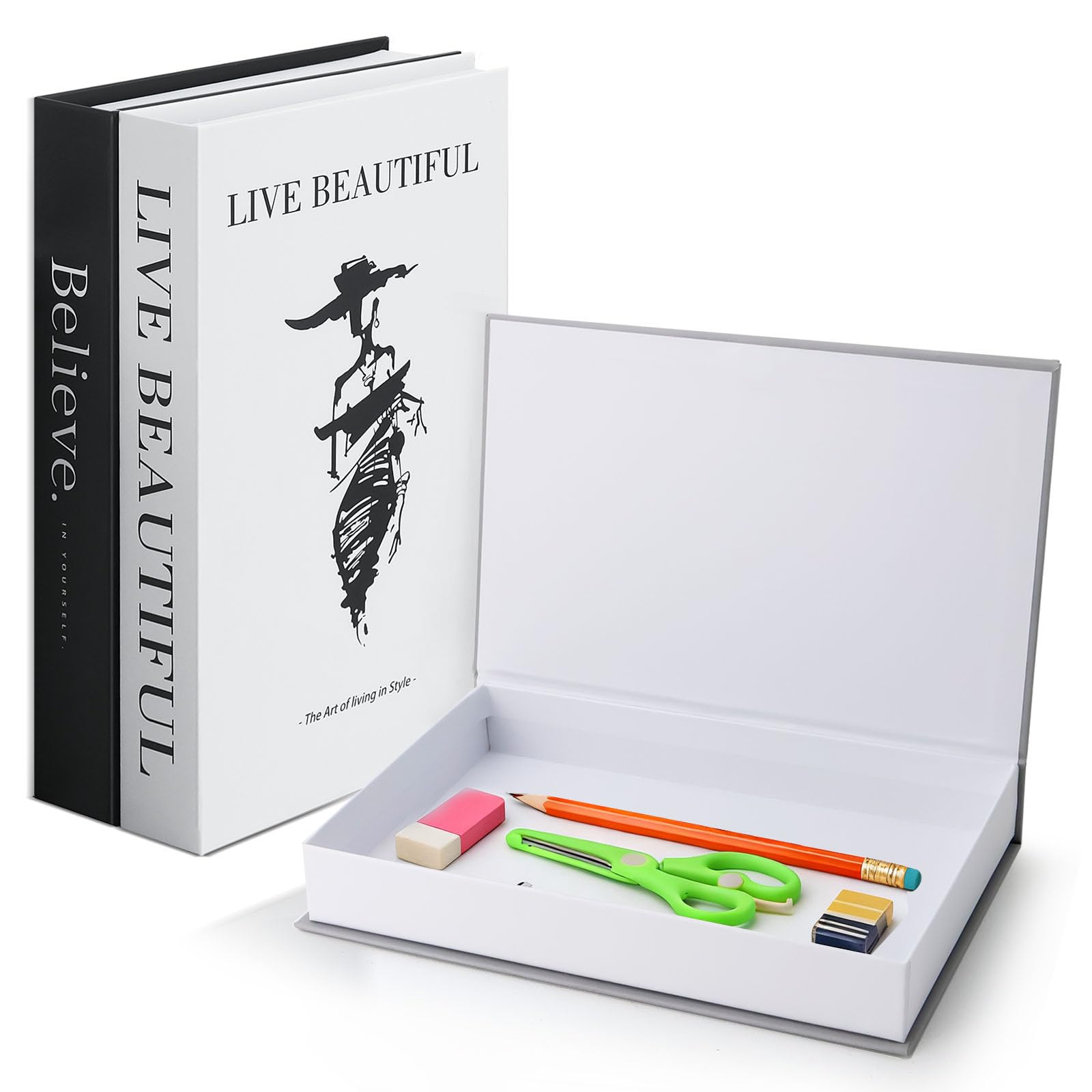 LBING 3 Stück Dekorative Buch Aufbewahrungsbox Dekoration Fa