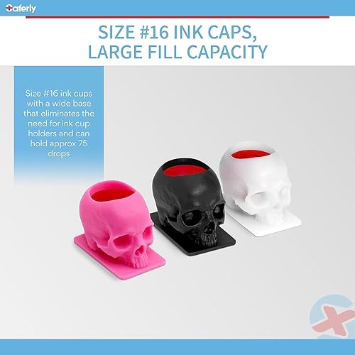 Miniatura 9 de Saferly Skull Ink Caps - Tamaño #16 (grande), bolsa de 200 unidades, color azul claro
