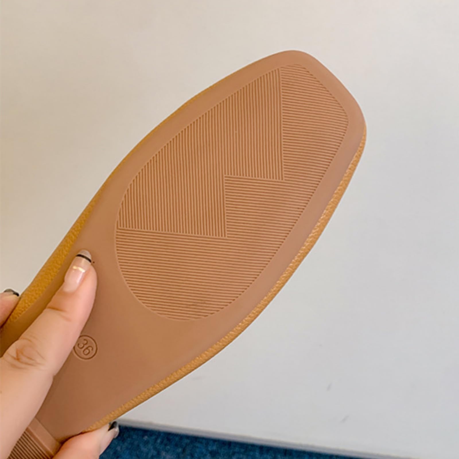 Zoccoli Sanitari Donna Scivole da Mulo Piatto Minimalista delle Donne, Morbido Scivolo Quadrato in Pelle Falsa sulle Ciabatte, Suola Gomma Resistente-brown-37