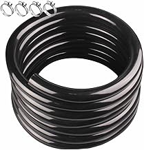 1" ID x 1-1/4" OD - 25 ft Black Vinyl Tubing Flexible PVC Tube Hybrid Hose Transfer Water Fuel Gas for Pond Fountain Garden Waterfall, Durable and Safe, with 4 Hose Clamps.