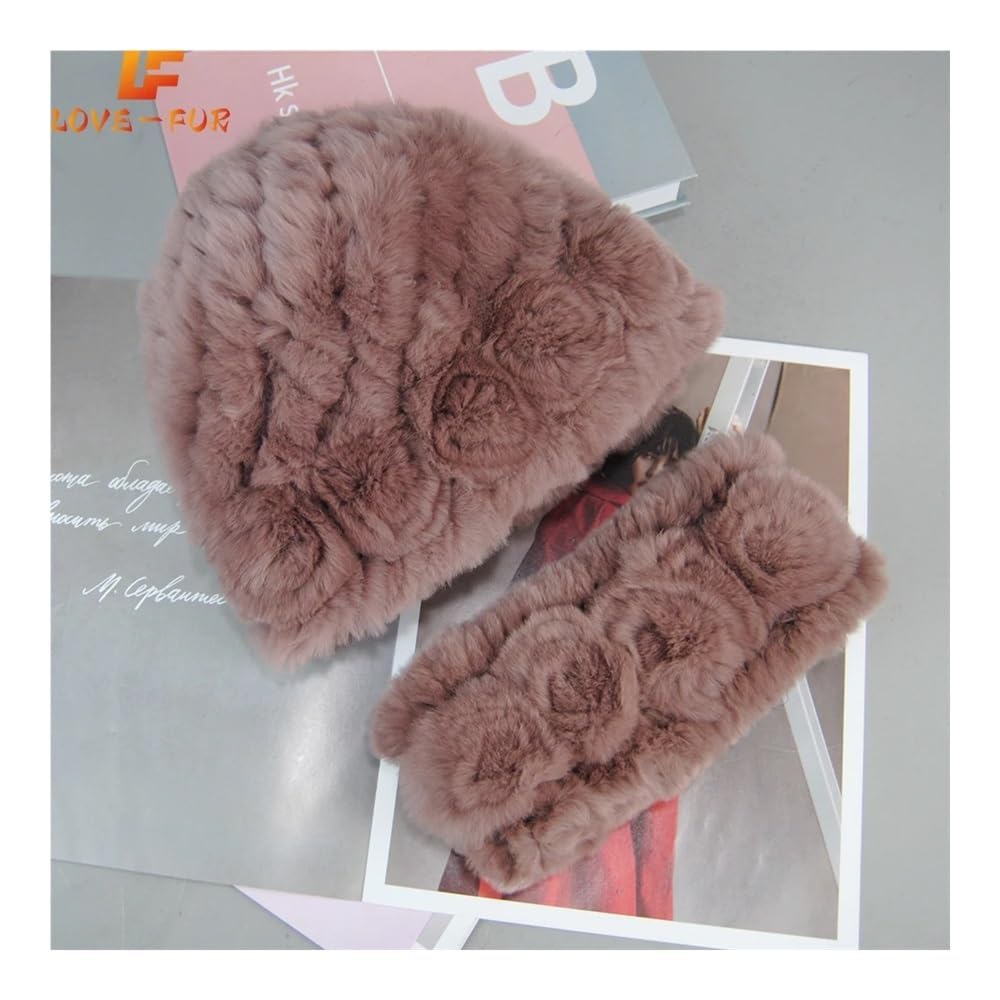 Wintermützen, Schals, Sets für Damen, gestrickt, echte Mütze, Schal, Damenhut, Schalldämpfer-Set