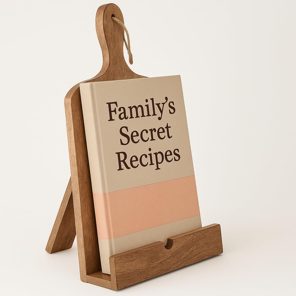 Eximious India Gift for Women Men Wooden Cookbook Stand Foldable Recipe Holder Text Book Ipad Tablet Made of Natural Wood Eco Friendly