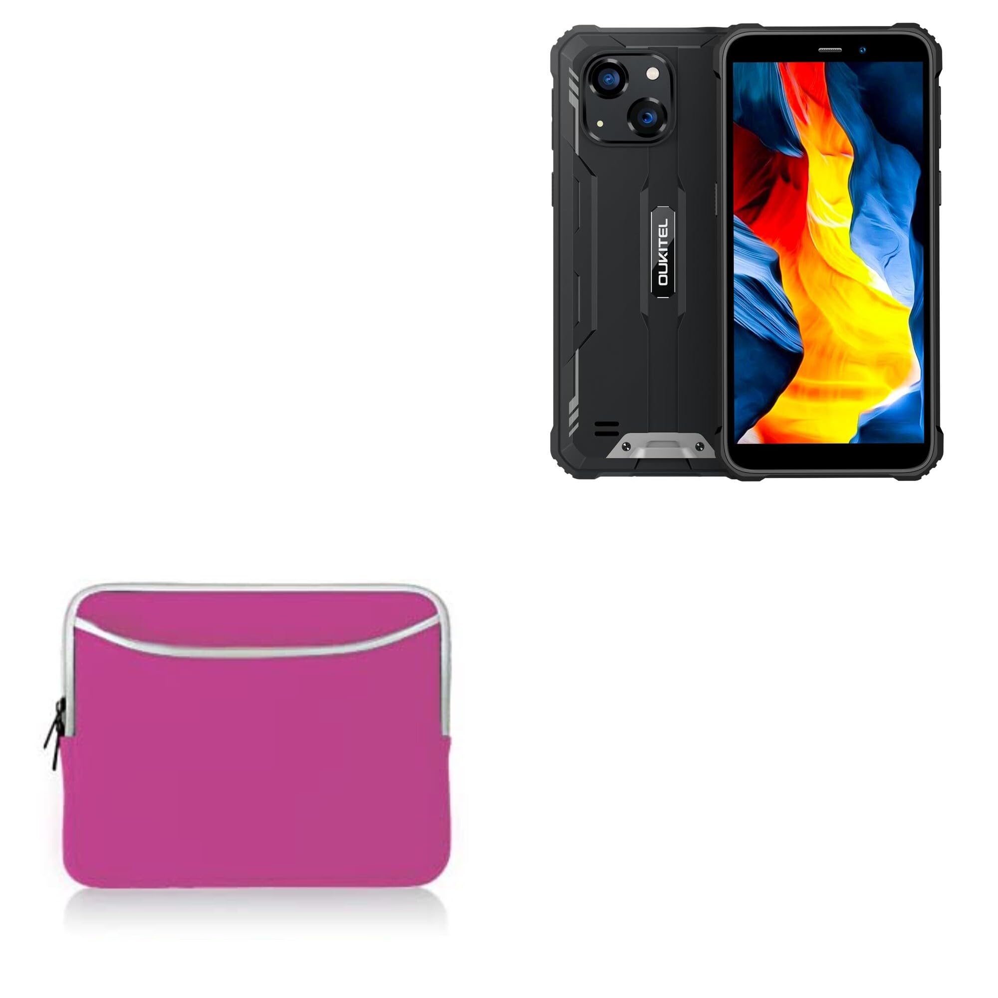 BoxWave Case Compatible with Oukitel WP32 - SoftSuit with Pocket, Soft Pouch Neoprene Cover Sleeve Zipper Pocket - Flamingo Pink