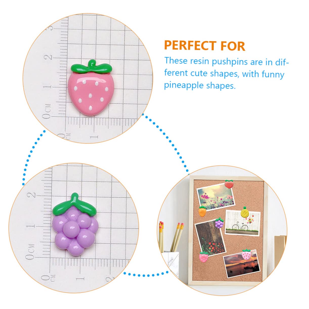 Operitacx 3 Sätze Pushpins Aus Resin Kreative Wand Pinnnadeln Für Pinnwände Karten Büro Und Schulbedarf Dekorative Reißzwecken Obstdesign Für Notizen Und Fotos 30 Stück * 3