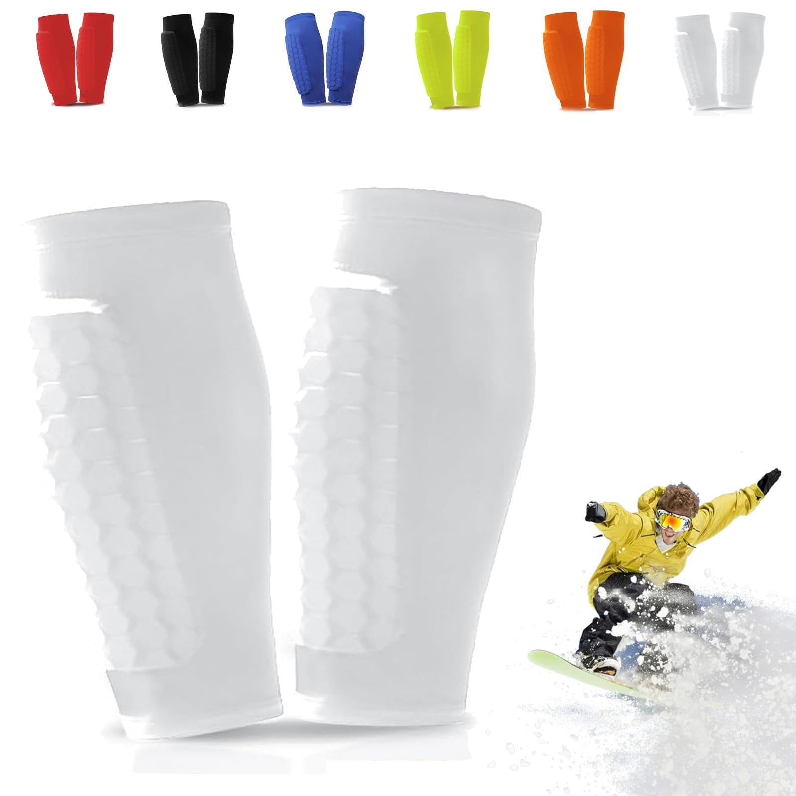 Ski Shin Guards Gel, Ski Guard Socks, Ski Guards Shin Pads, Shin Defender, Breathable Elastic Honeycomb Pads Gel Guard for Skiing, Legs Protection, Safety Gear for Adults Teenagers Sports — image 1