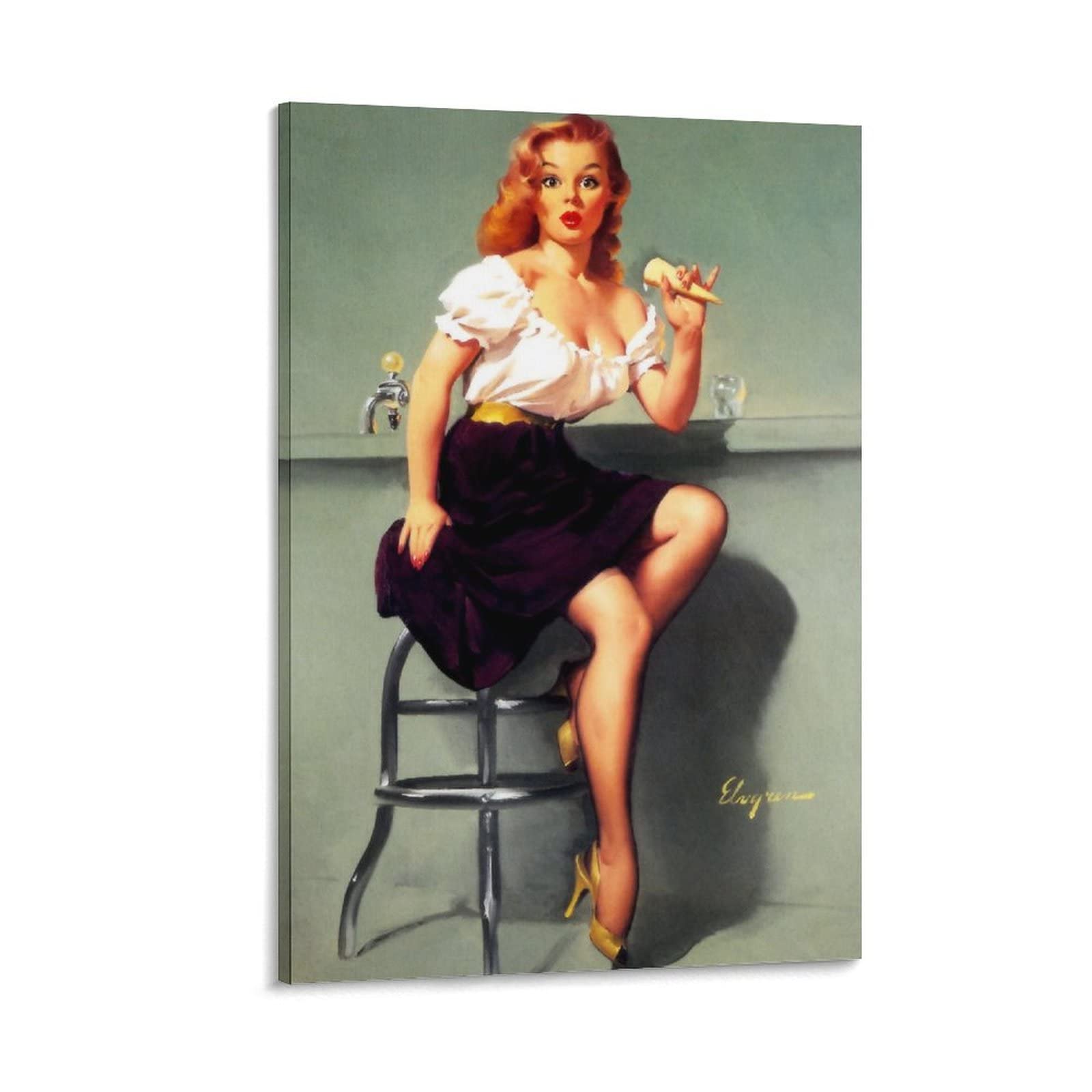 Amazon.co.jp: Gil Elvgrenジル・エルブグレン絵画作品『魅惑的な女性