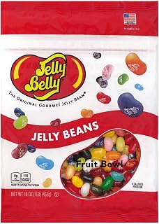 Jelly Belly Fruit Bowl Jelly Beans - 16 Assorted Fruit Flavors, 1 Pound Resealable Bag, Gluten-Free, Peanut-Free, Low-Calorie Treats