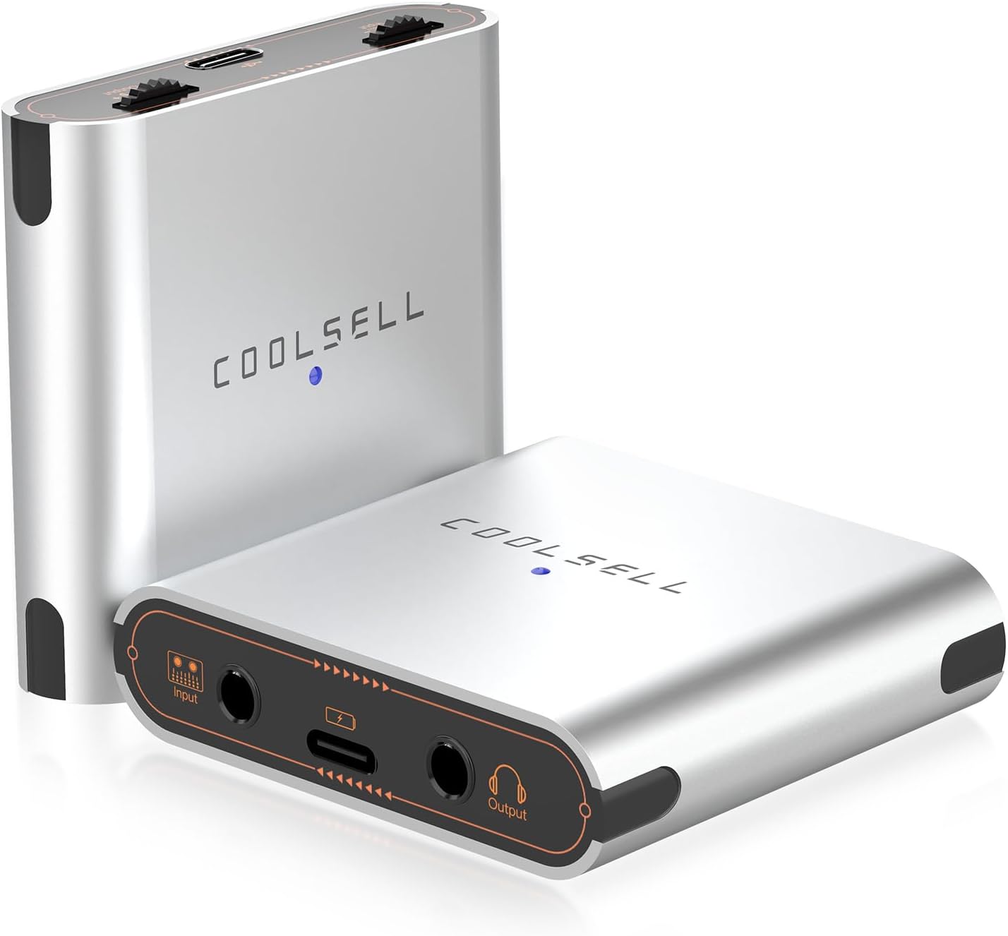 COOLSELL Portable Audio Interface 24bit/192kHz, Dual Gain Knob, Stereo USB C and iPhone Interface for Live Streaming and Recording, Compatible with Mixer/Sound Card for Podcaster and Creator