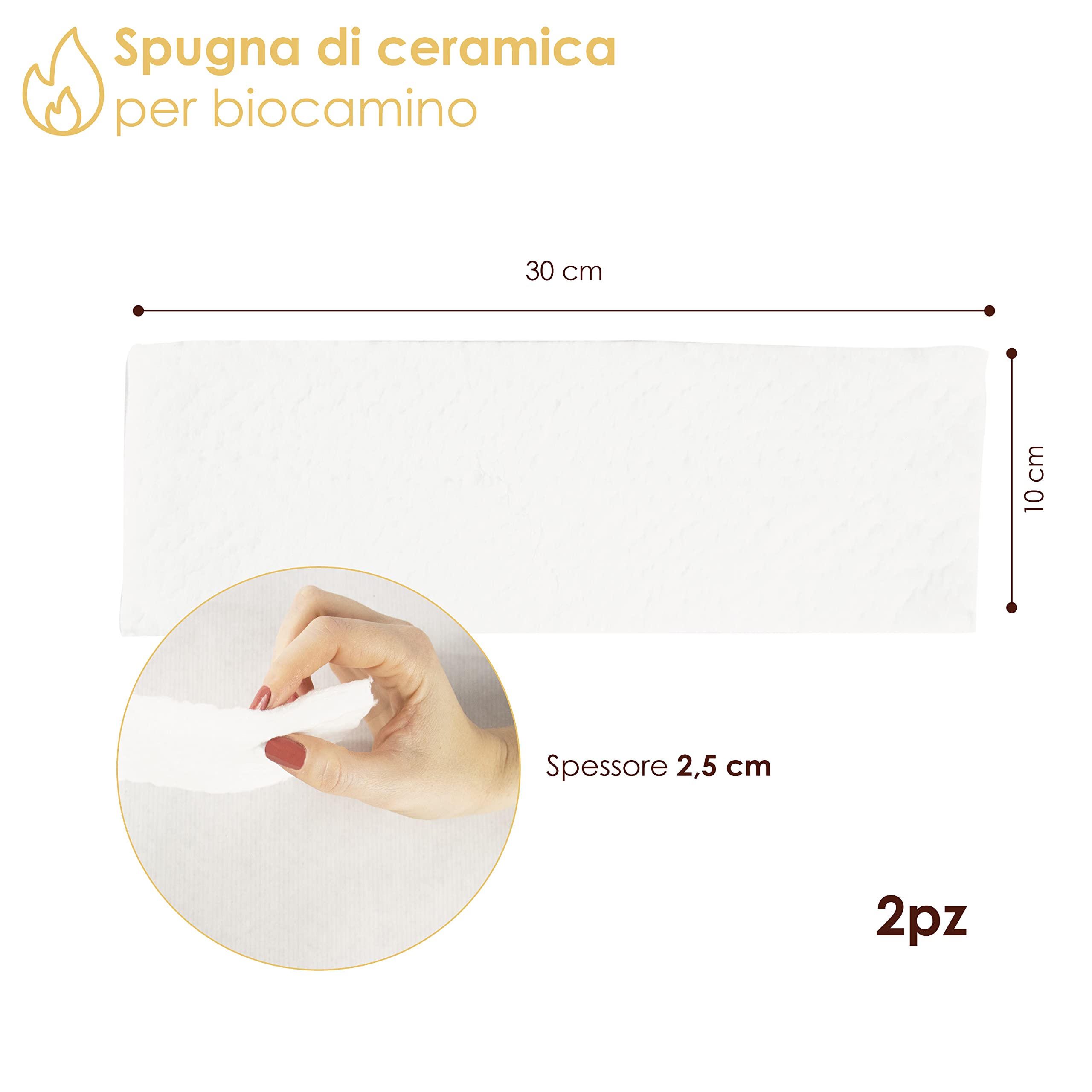 Agri-Cultura® | 2x Spugna Ceramica Camino Bioetanolo Ecologica | 2 Spugne per Confezione | Aumenta la durata del bioetanolo | Riduce il Consumo di Bioetanolo【30 x 10 x 2,5】
