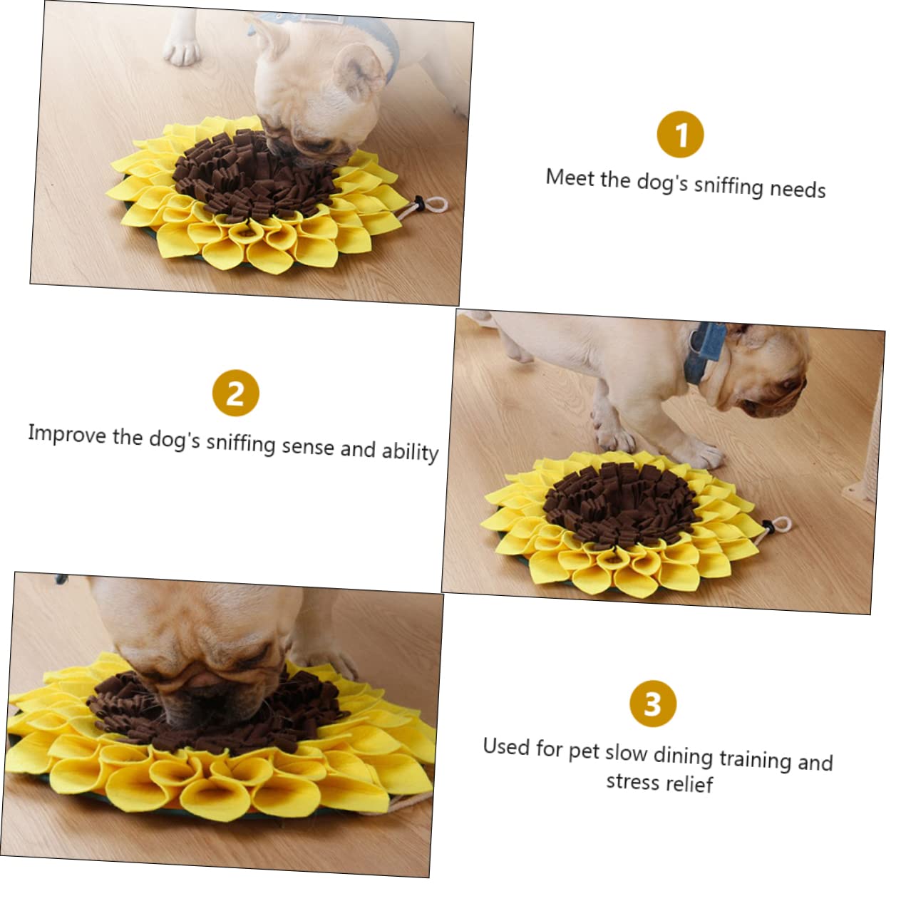 BESPORTBLE 3stücke Pet Snuffle Mat Für Hunde Sonnenblumen-Design Langsamen Fütterung Fördert Natürliche Futtersuche Und Sorgt Für Stressfreies Training Rutschfestes Material Für