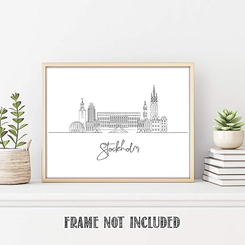 Vista 113 de París Skyline - Decoración de pared para sala de estar, arte de pared en blanco y negro, cuadros de pared de horizonte europeo para sala de estar