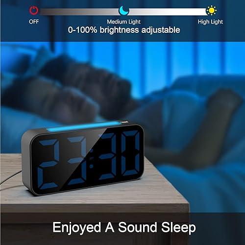 Miniatura 3 de Reloj despertador para niños para dormitorios y niños, reloj digital con luz nocturna, pantalla grande, alarma doble, repetición, reloj de noche