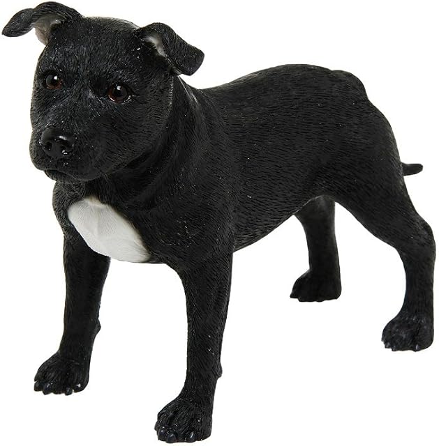 Staffordshire Bull Terrier Dog Figurine, Black