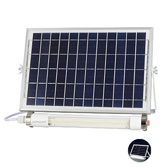 Homehop 60W Solar LED Tube Light for Home Outdoor Indoor Garden Waterproof Portable Rechargeable Wall Lamp with Panel 4.5Ah Battery (Aluminium, ABS, PC)