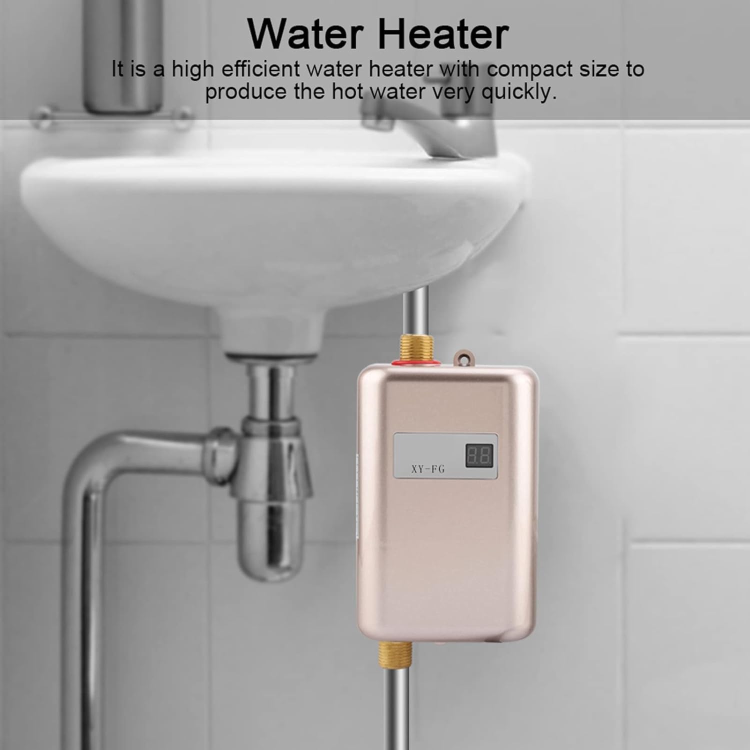 Scaldabagno Elettrico Istantaneo 3800w, Riscaldamento Rapido, Senza | Termostato Lcd Per Il Risparmio Energetico, Adatto Sia Per Il Bagno Che Per La Cucina, Garanzia Di Un Anno (White)