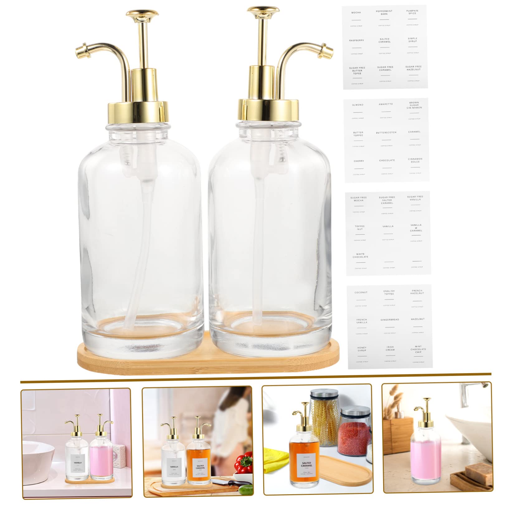 Distributeur de Sirop à Pompe en Verre, Design Décoratif