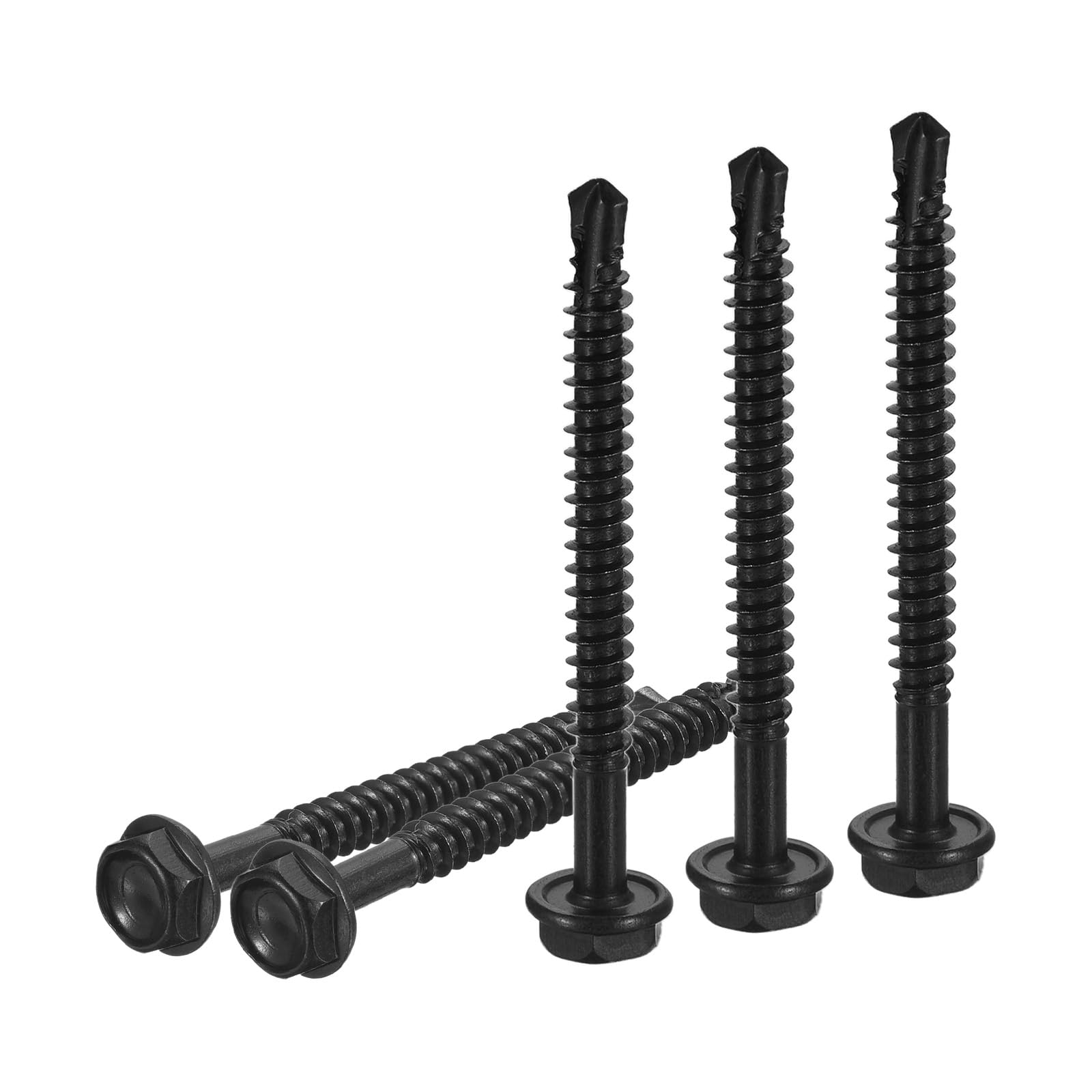 DTGN #10x2" Hex Washer Head Self Drilling Screws, 100Pack, Good for Machine, 410 Stainless Steel Black Oxide